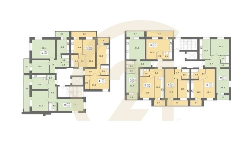 1-комн, 37.4 м², 4-10 этаж