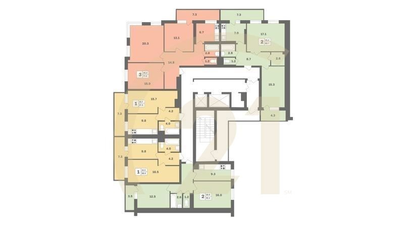 2-комн, 58.7 м², 2 этаж
