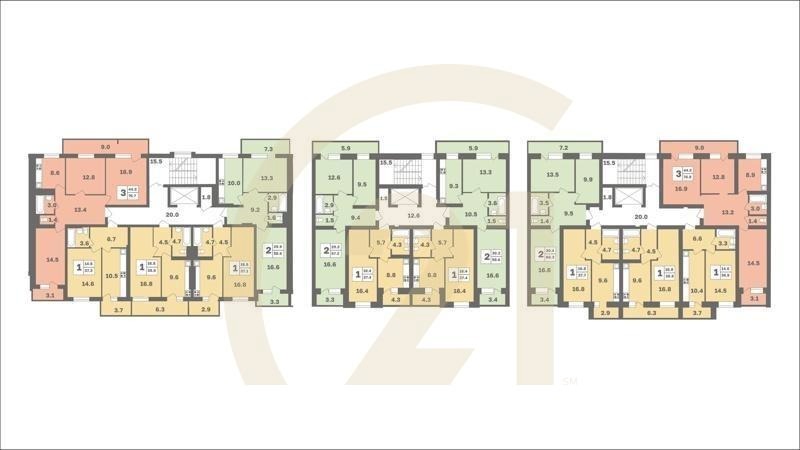 3-комн, 78 м², 2-7 этаж