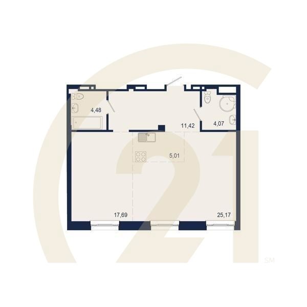 2-комн, 67.84 м², 8 этаж