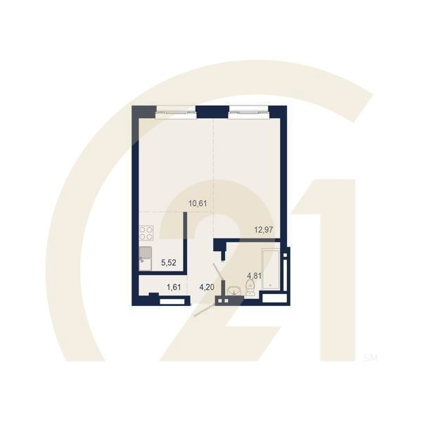 2-комн, 39.72 м², 3 этаж