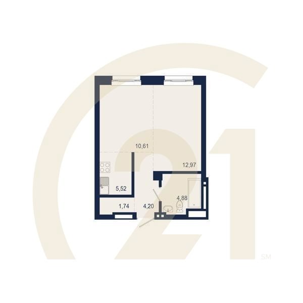 2-комн, 39.92 м², 2 этаж