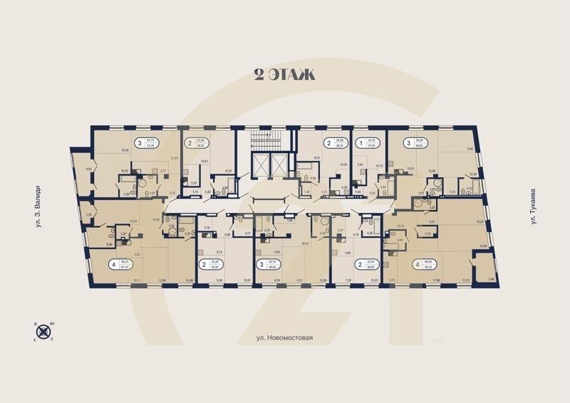 3-комн, 72.7 м², 2 этаж