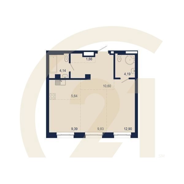 3-комн, 58.35 м², 3-6 этаж