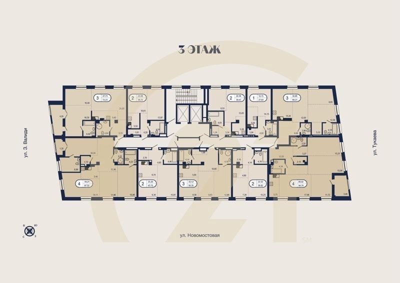 3-комн, 58.35 м², 3-6 этаж