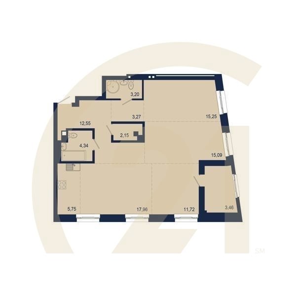 4-комн, 94.74 м², 3 этаж