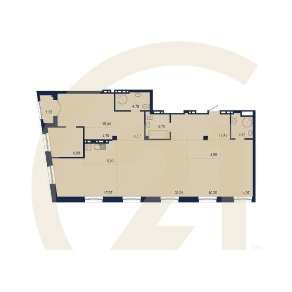 6-комн, 144.83 м², 7 этаж