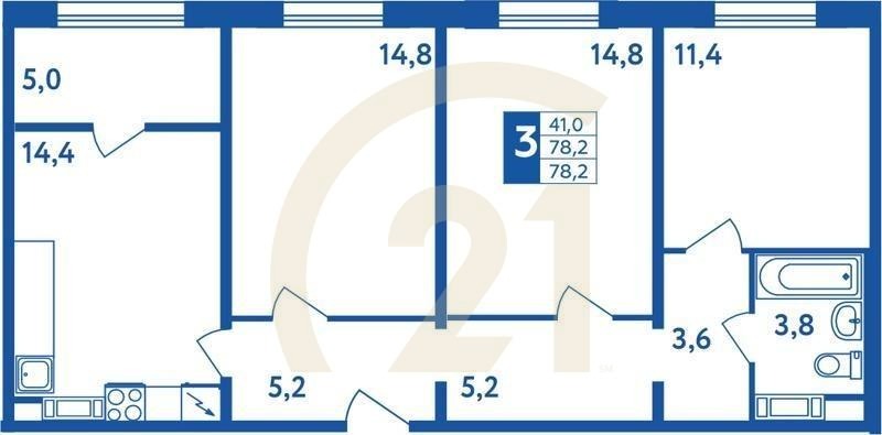 3-комн, 78.2 м², 2-18 этаж