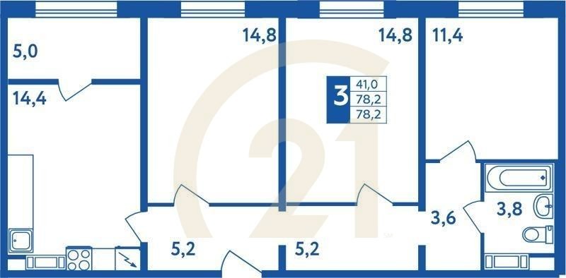 3-комн, 78.2 м², 2-18 этаж