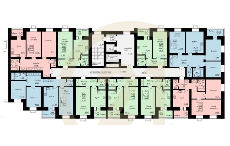 1-комн, 40.6 м², 3-11 этаж
