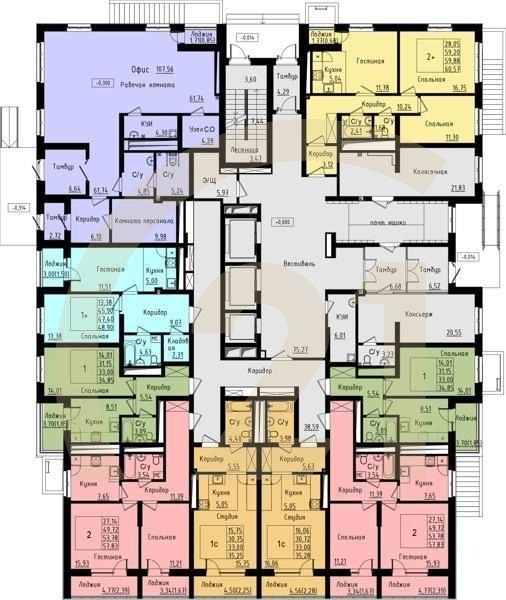1-комн, 47.4 м², 1 этаж