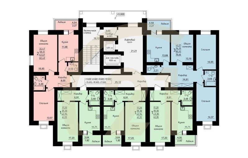 1-комн, 41.4 м², 2-7 этаж