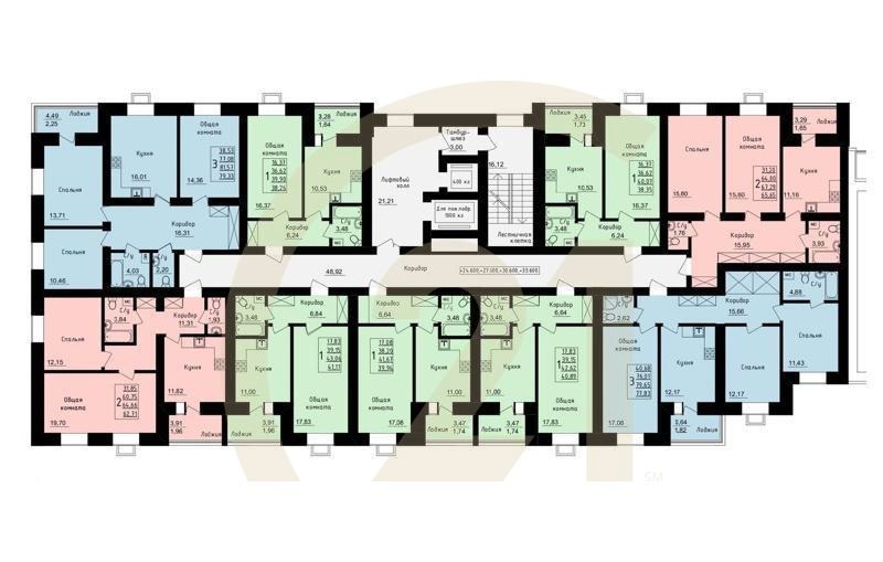 1-комн, 40.89 м², 9-12 этаж