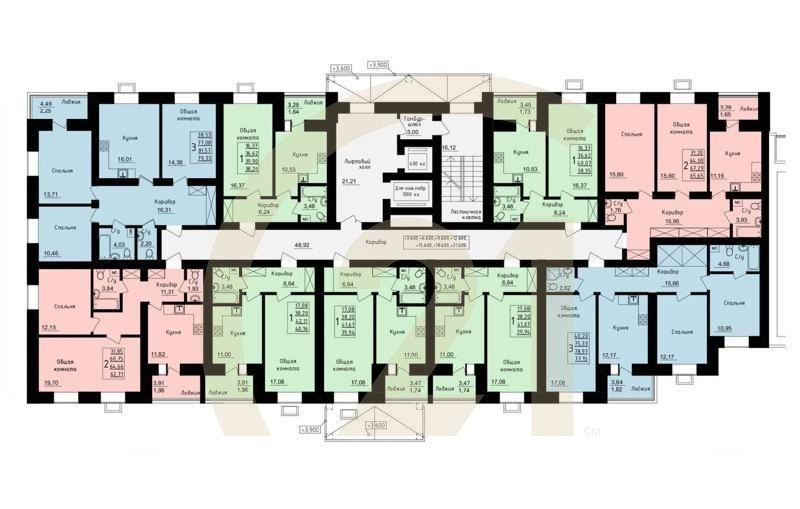 2-комн, 65.65 м², 2-12 этаж
