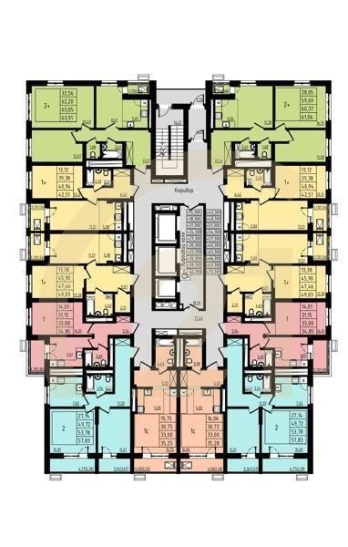 2-комн, 53.78 м², 1-25 этаж
