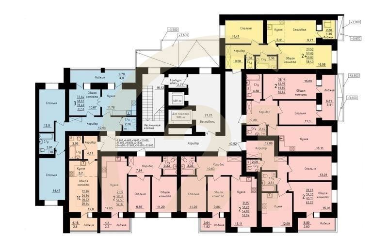 3-комн, 73.51 м², 2-6 этаж