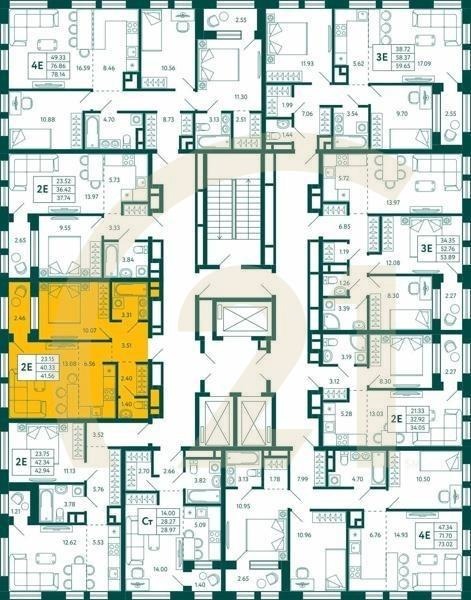 1-комн, 41.56 м², 18-27 этаж