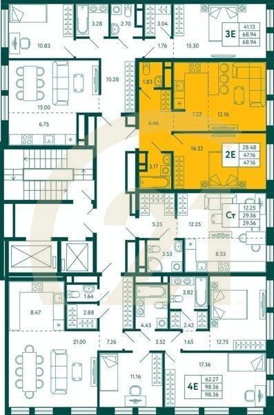 1-комн, 47.16 м², 5 этаж