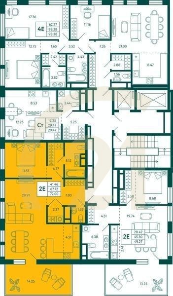 1-комн, 72 м², 13 этаж