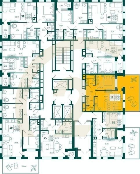 1-комн, 46.75 м², 2 этаж