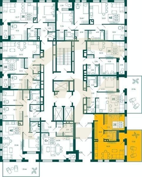 1-комн, 46.51 м², 2 этаж
