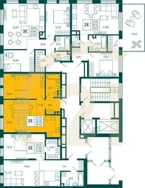 1-комн, 50.48 м², 2 этаж