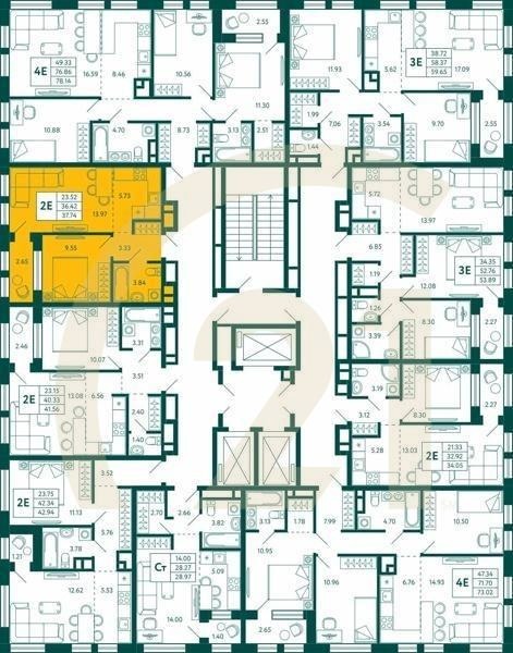 1-комн, 37.74 м², 26 этаж