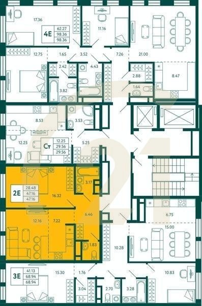 1-комн, 47.16 м², 10 этаж