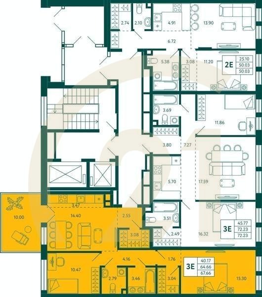 2-комн, 67.66 м², 2 этаж
