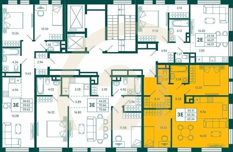 2-комн, 65.34 м², 15 этаж