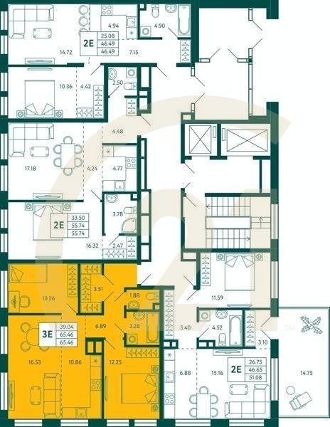2-комн, 65.46 м², 2 этаж