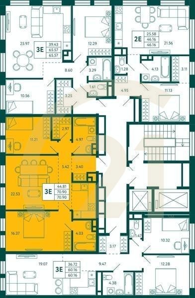 2-комн, 70.9 м², 6-8 этаж
