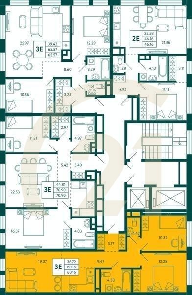 2-комн, 60.16 м², 10-15 этаж