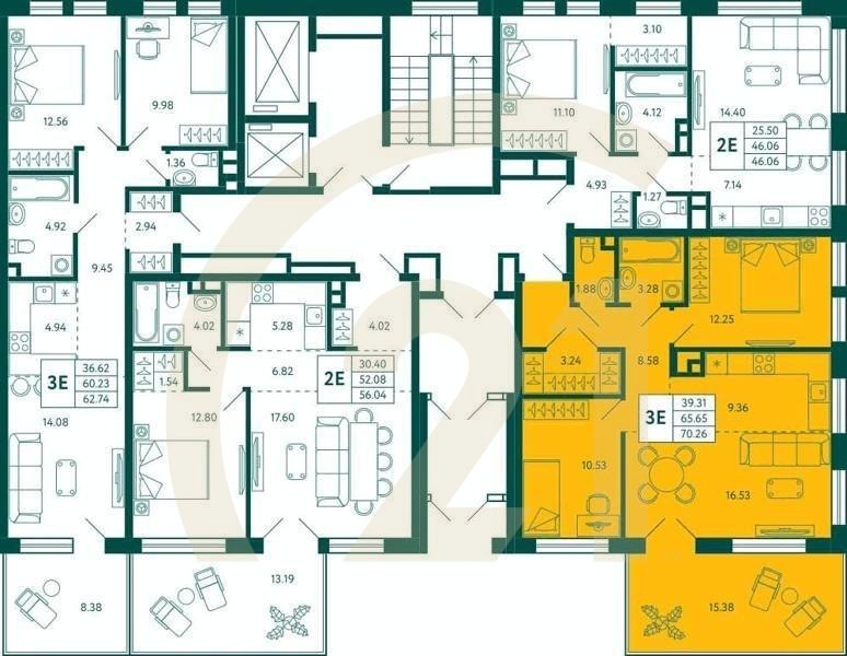 2-комн, 70.26 м², 2 этаж