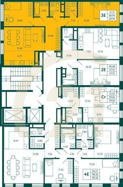 2-комн, 68.94 м², 5 этаж