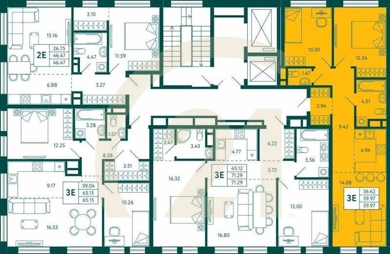 2-комн, 59.97 м², 4 этаж