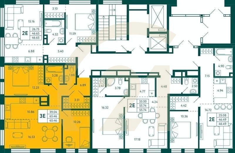 2-комн, 65.46 м², 2 этаж