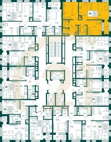 2-комн, 59.65 м², 19-27 этаж