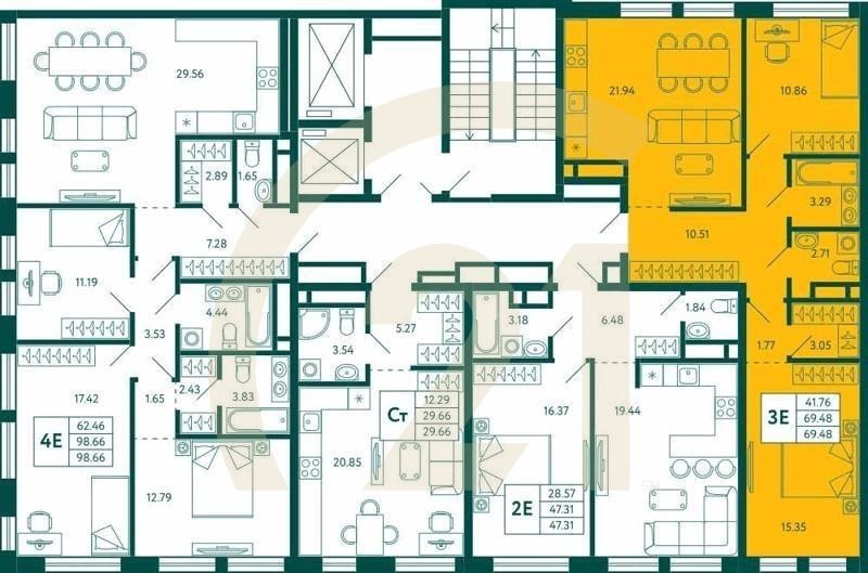 2-комн, 69.48 м², 8 этаж