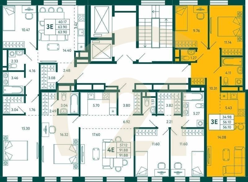 2-комн, 56.1 м², 5 этаж