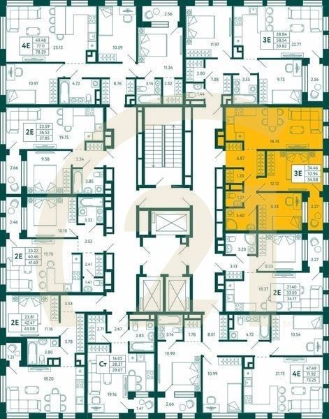2-комн, 54.08 м², 16-26 этаж