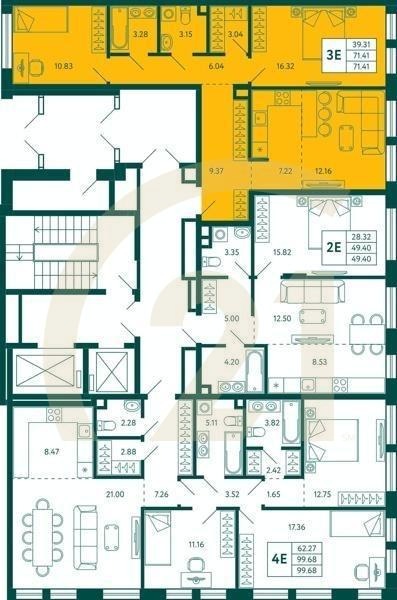 2-комн, 71.41 м², 2 этаж