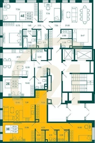 2-комн, 71.49 м², 2 этаж
