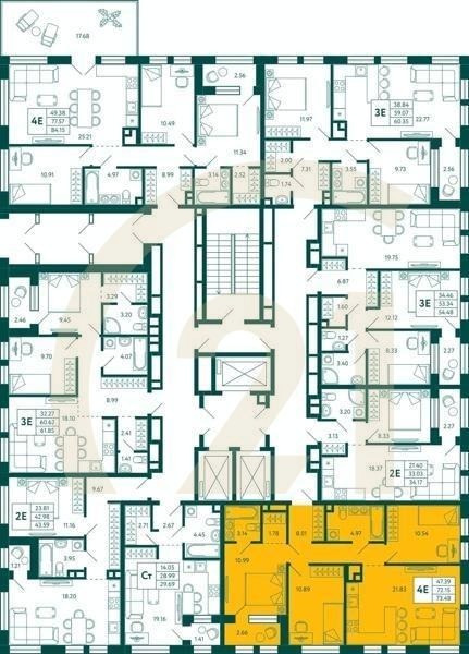3-комн, 73.48 м², 2 этаж