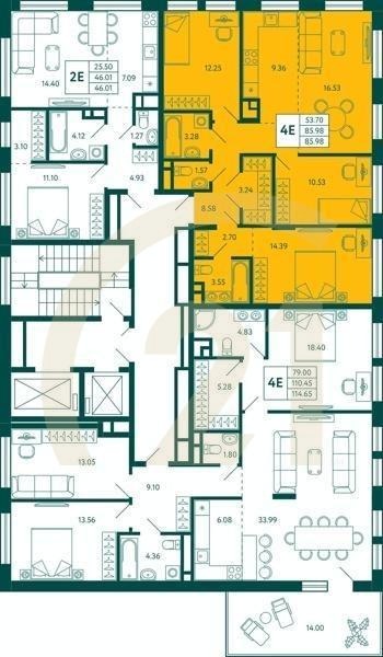 3-комн, 85.98 м², 17 этаж
