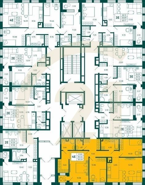 3-комн, 85.09 м², 2 этаж