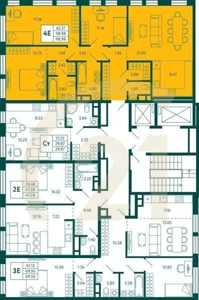 3-комн, 98.98 м², 3 этаж