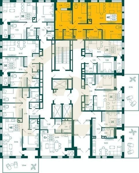 3-комн, 78.85 м², 2 этаж