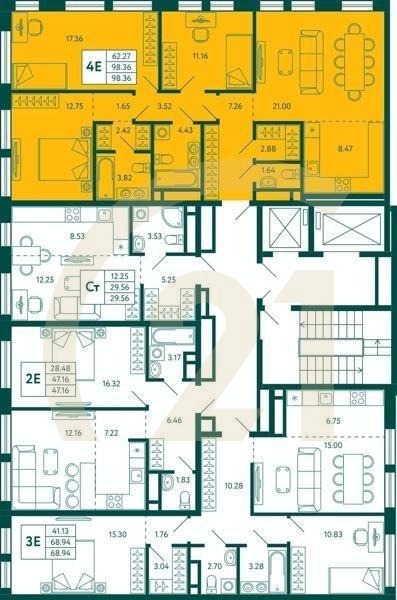 3-комн, 98.36 м², 8-10 этаж