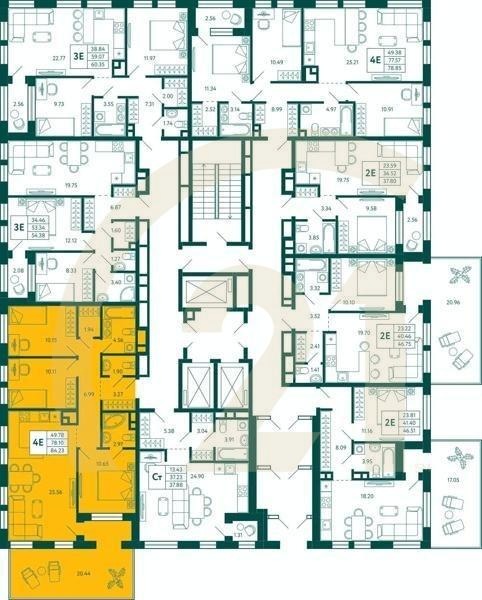 3-комн, 84.23 м², 2 этаж